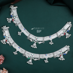 BP Tulsi Silver Traditional Peacock Anklet